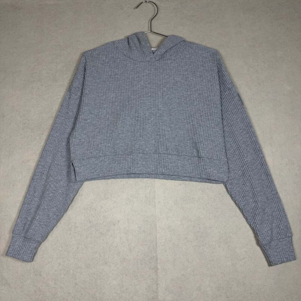 Alo Yoga Muse Hoodie Jogger Set Womens XXS Athletic Heather Grey Ribbed Lounge - Picture 2 of 11
